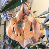 Olive Wood 3-D Nativity Ornament with Shepherd small