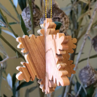 Olive Wood 3-D Snowflake Ornament small