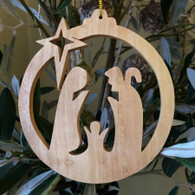 Olive Wood  Round Nativity Ornament