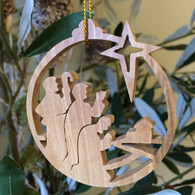 Olive Wood Three Kings following Star ornament
