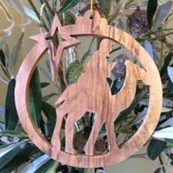 Olive Wood King on Camel Round Ornament