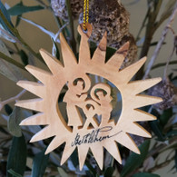 Olive Wood Pointed Star with Holy Family