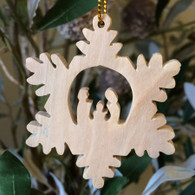 Olive Wood Snowflake Ornament with Holy Family