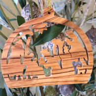 Olive Wood Birth of Jesus Ornament