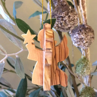 Olive Wood 3-D Angel of Hope Ornament