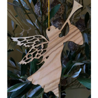 Olive Wood Rejoice Angel Ornament