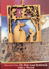 Bethlehem Olive Wood Nativity w/Angels Ornament (LZO-113)