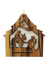 Olive Wood Flight into Egypt Ornament (LZO-117)