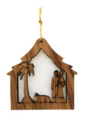 Olive Wood Shepherd Nativity Ornament (LZO-118)