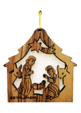 Bethlehem Olive Wood Nativity w/star Ornament (LZO-120)
