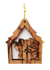 Olive Wood Angel Ornament (LZO-145)