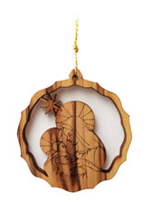 Bethlehem Olive Wood Mary w/Baby Ornament (LZO-152)