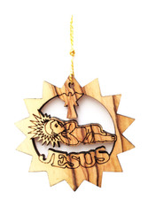 Olive Wood Baby Jesus Ornament (LZO-154)