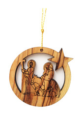 Olive Wood Flight into Egypt Ornament (LZO-156)