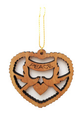 Olive Wood Peace on Earth Ornament (LZO-157)