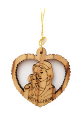 Olive Wood Mary w/Baby Ornament (LZO-160)