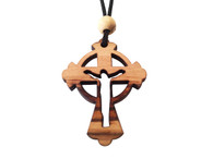 Olive Wood Celtic Risen Cross W/Cord 1.6 inches in Height