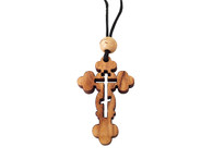 Olive Wood Easter Cross  W/Cord 1.6 inches in Height