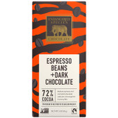 Endangered Species Chocolate Tiger Bar; Dark Chocolate with Expresso Beans