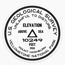 Yellowstone National Park Sticker Mount Washburn USGS Benc