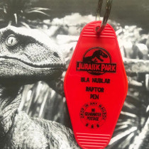 Jurassic Park Movie Inspired Keychain Motel Retro Key Tag