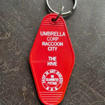 Umbrella Corp Raccoon City Resident Evil Video Game Inspired Keychain Motel Retro Key Tag