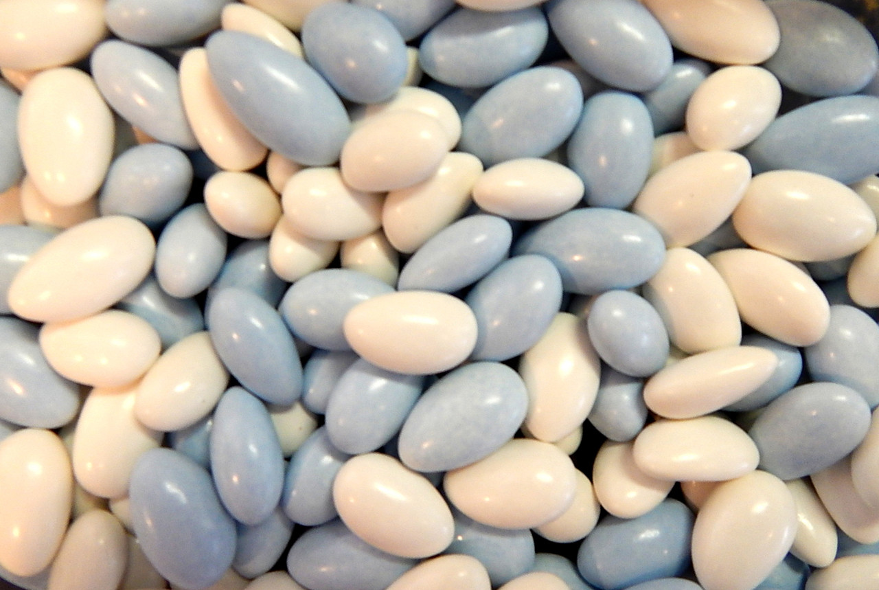 Sconza Jordan Almonds Pastel Blue And White 1 Pound ( 16 OZ ) CandyKorner