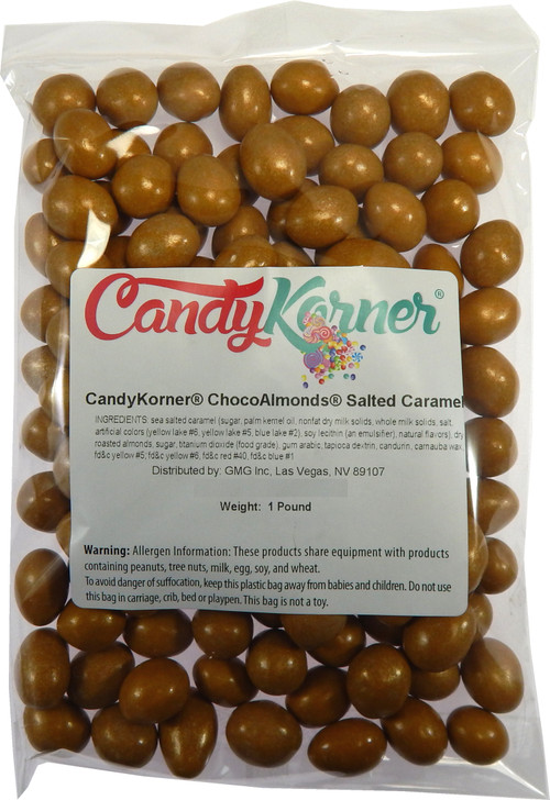 ChocoAlmonds Salted Caramel | Salted Caramel Covered Almonds In A Light Candy Shell 1 pound ( 16 Ounce ) By CandyKorner