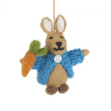 Handmade Felt Rabbit in Cardigan Easter Hanging Decoration