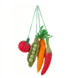 Handmade Needle Felt Vibrant Veggies hanging Biodegradable Decorations