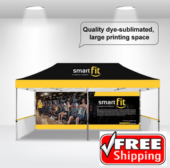 Package B - Canopy 10x20 with Single Sided Full Wall  & 2 Single Sided Half Walls - FREE GROUND SHIPPING