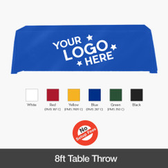 8' Table Throws - 4 Sided. 1 Solid Stock Color + 1 Imprint Color