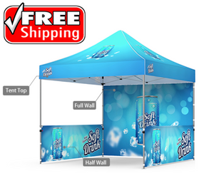 Package B2 - Canopy 10x10 with Double Sided Backwall and 2 Half Walls - FREE  SHIPPING