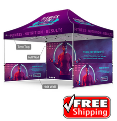  Package B2 - Canopy 10x15 with Double Sided Backwall and 2 Half Walls - FREE  SHIPPING