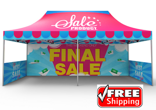 Package B2 - Canopy 10x20 with Double Sided Full Wall  & 2 Double Sided Half Walls - FREE GROUND SHIPPING