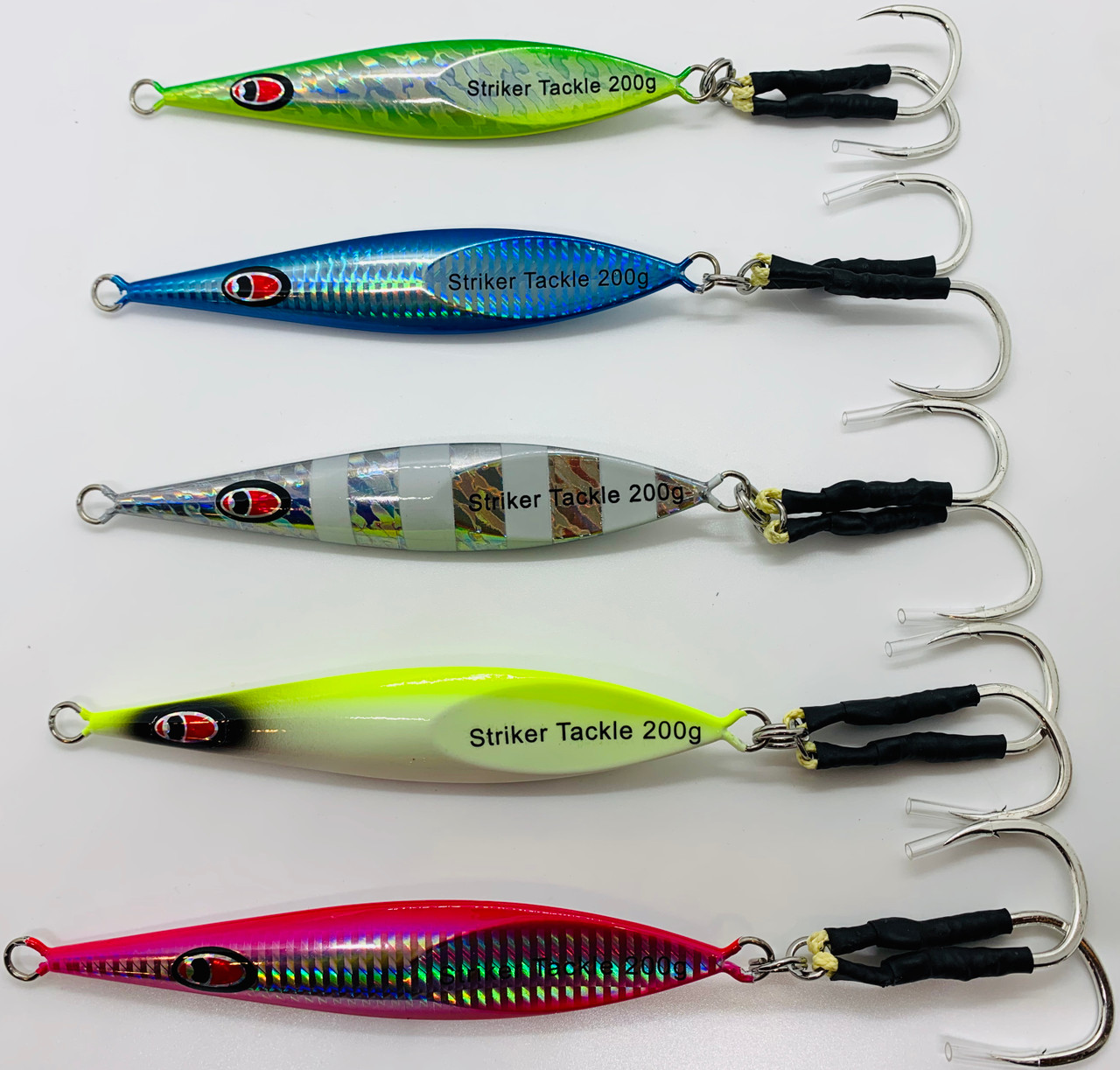 SLOW PITCH JIGS 200 GRAMS with 5X BKK Hooks!!!! Striker Offshore Tackle