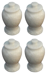 Set of 4 White Marble Keepsake Funeral & Cemetery-Cremation Urns for ashes