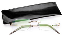 RIMLESS GOLD COMPUTER READING GLASSES (1.5)