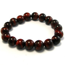Natural Dark Red Agate Tiger Eye Bracelet - 10 mm diameter