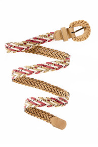 [Sample] Harper, tan leather woven belt