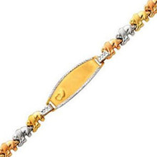 14K Tri-Color Diamond Cut Child/Baby Stampato Oval ID Bracelet (Length: 6"; Measures: 7.0mm Bracelet / 10mm ID; Weight: 4.9 Grams Approx.)