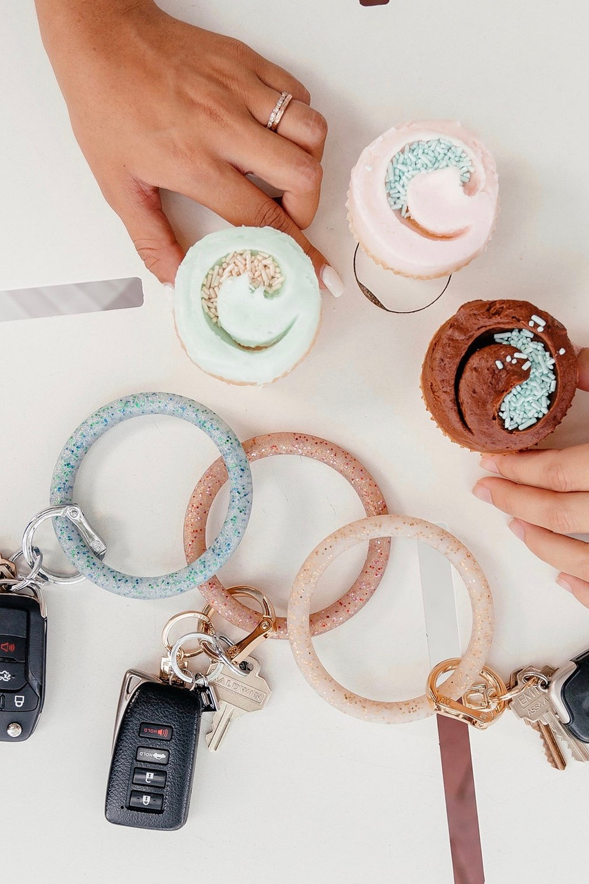 OVenture Silicone Confetti Key Ring Blue Frost Confetti at One Hip