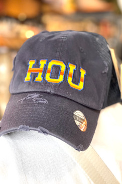 HOU Navy Cap Astros Colored Stitching 