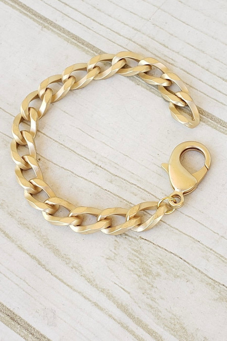 Virtue Large Curb Gold Bracelet with Lobster Hook