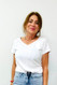 Jennifer Erin Gray Messy V Neck Tee Short Sleeve White Slub 