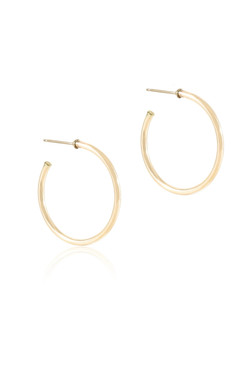 E Newton Round Gold Post Hoop 2mm Earrings 