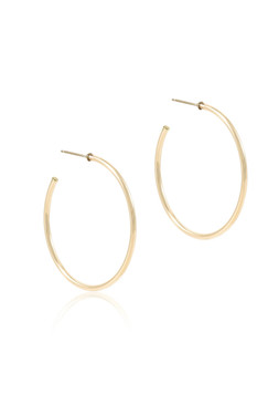 E Newton Round Gold Post Hoop 1.75” 2mm Earrings 