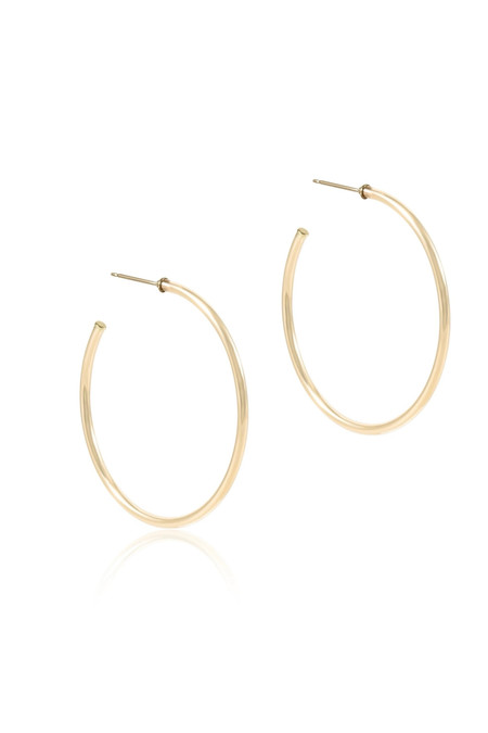 E Newton Round Gold Post Hoop 1.75” 2mm Earrings 