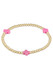 ENewton Signature Cross Gold Pattern 3mm Bead Bracelet Bright Pink BSCGP3BP