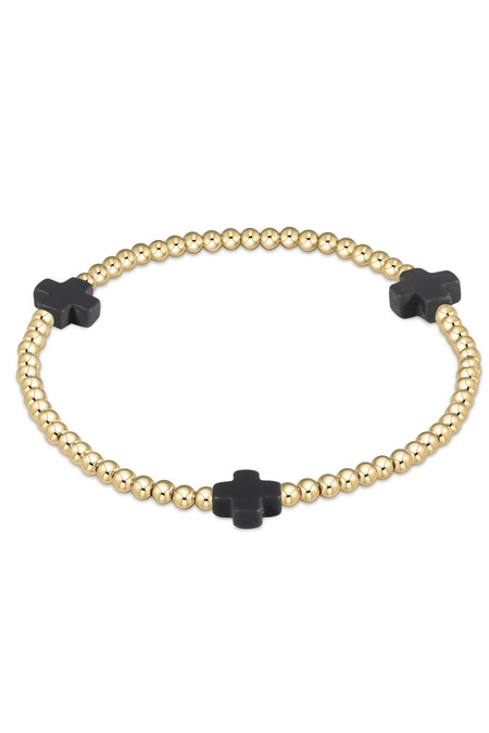 ENewton Signature Cross Gold Pattern 3mm Bead Bracelet Charcoal ...